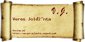 Veres Jolánta névjegykártya